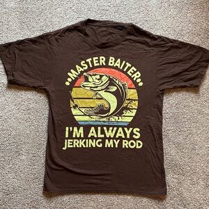 2/$20 Men’s Brown Graphic T-Shirt with Gag Design